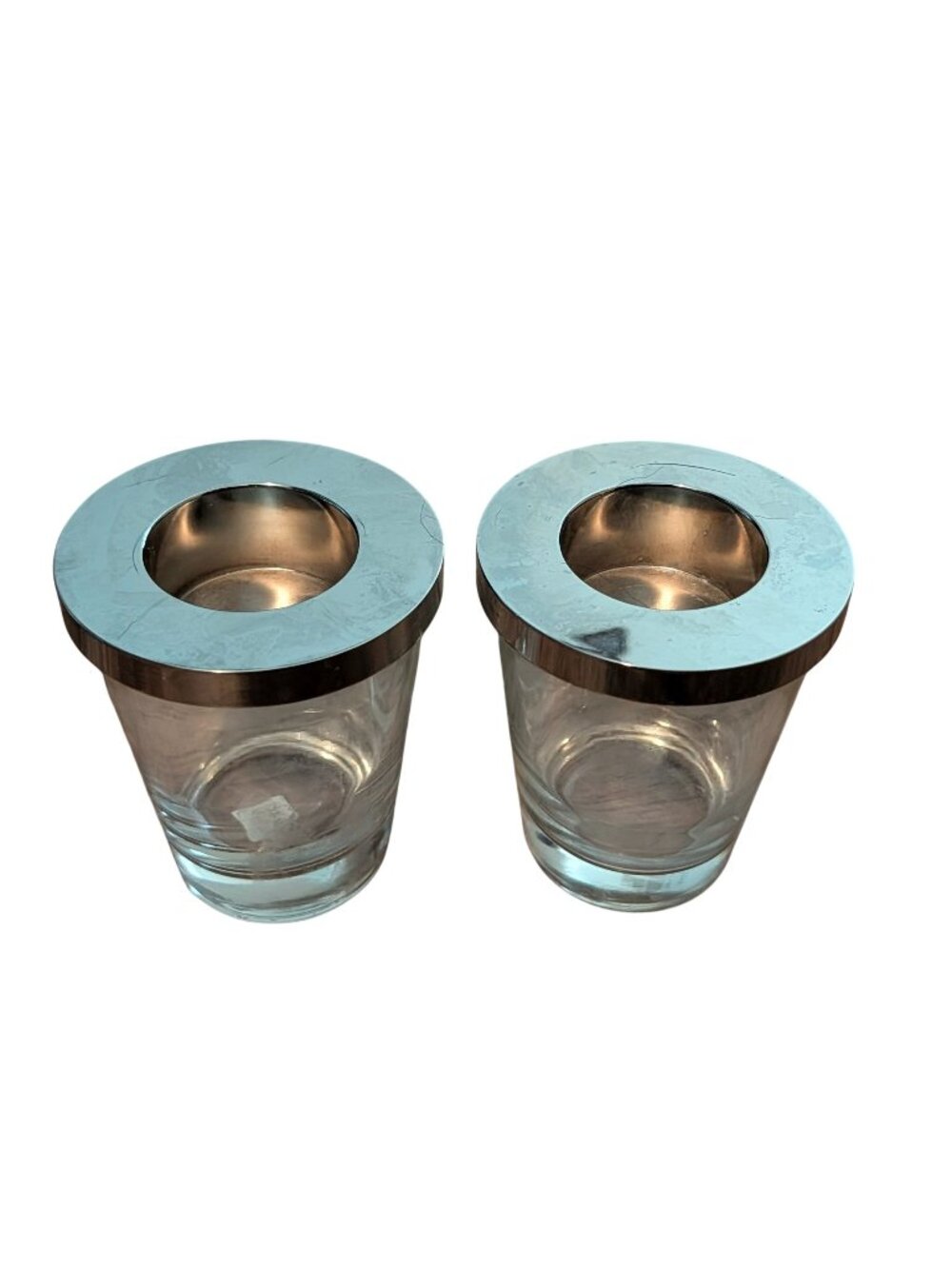 Partylite Silver Rim Glass Votive Candle Holders Set Of 2